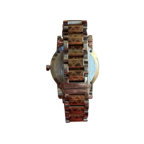 silver and golds burberry watch